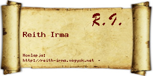 Reith Irma névjegykártya